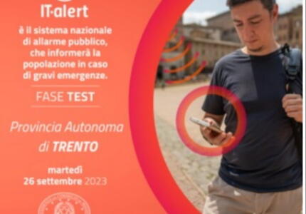 Oggi a mezzogiorno messaggio su Cellulari IT alert, in Trentino il test del sistema di allarme pubblico