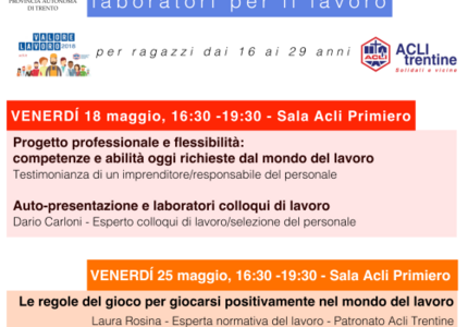 Giovani e lavoro: gli appuntamenti di Maggio 